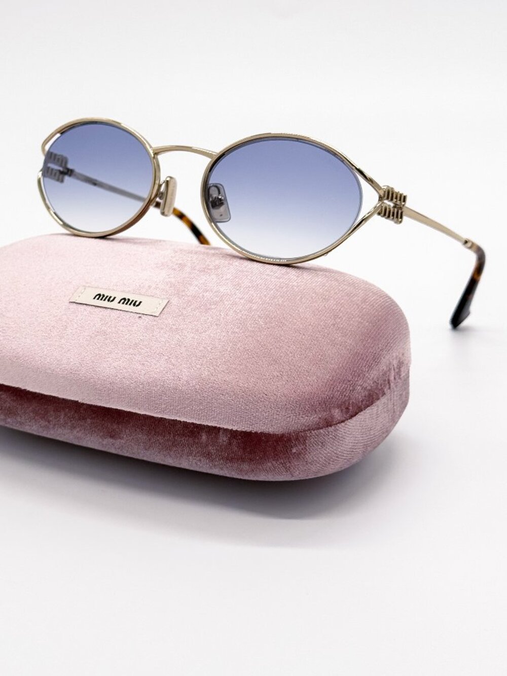 NEW MIU MIU SUNGLASSES MU52YS ZVN80O WOMEN GOLD/BLUE MU 52YS, SMU 52Y EYEWEAR